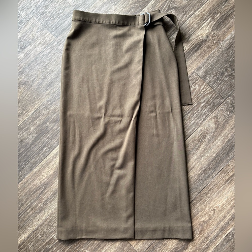 Massimo Dutti Brown Midi Wrap Skirt